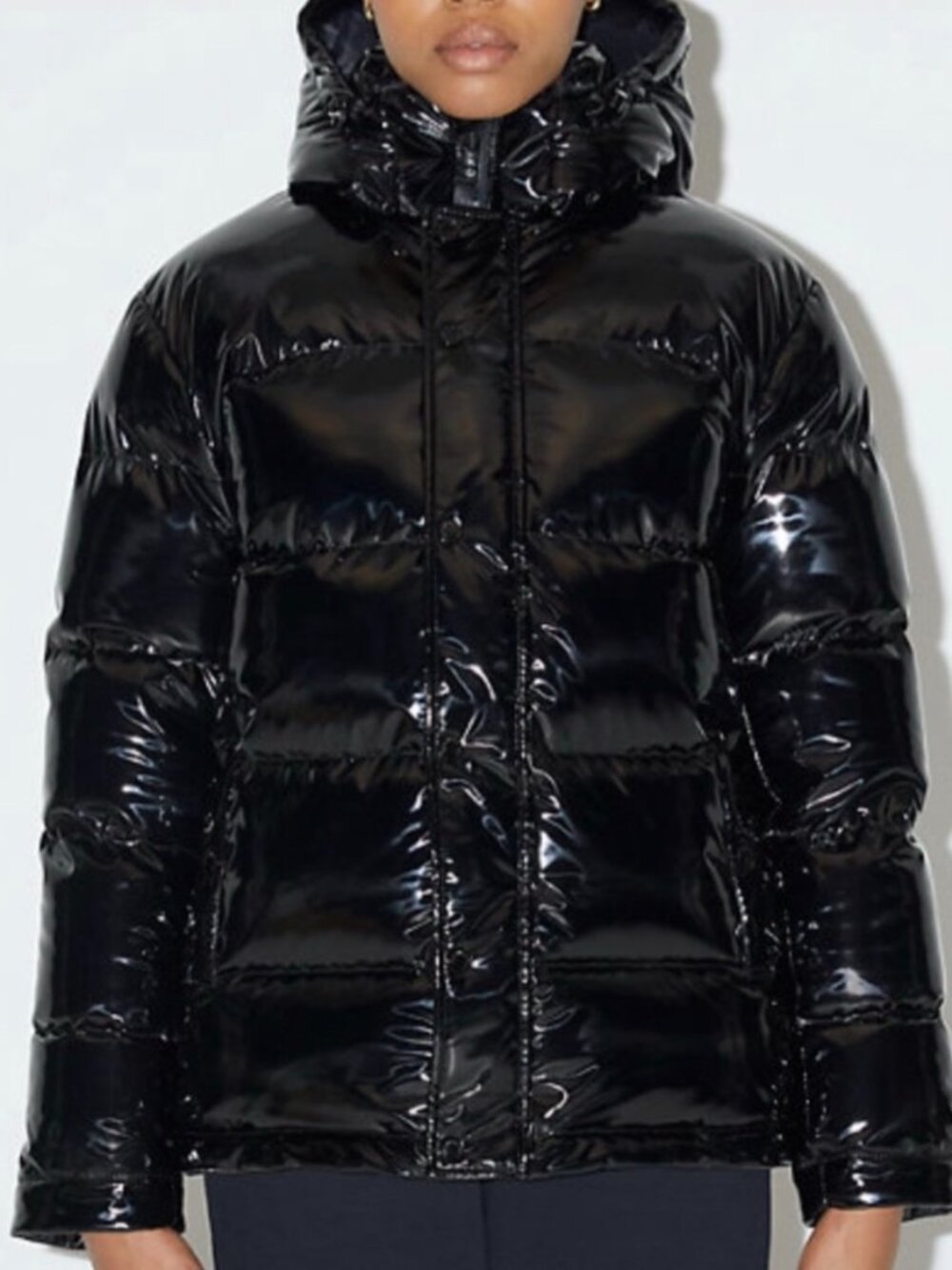 Aritzia Super Puff Original XS Black Lacquer Glossy Down Puffer great condition
